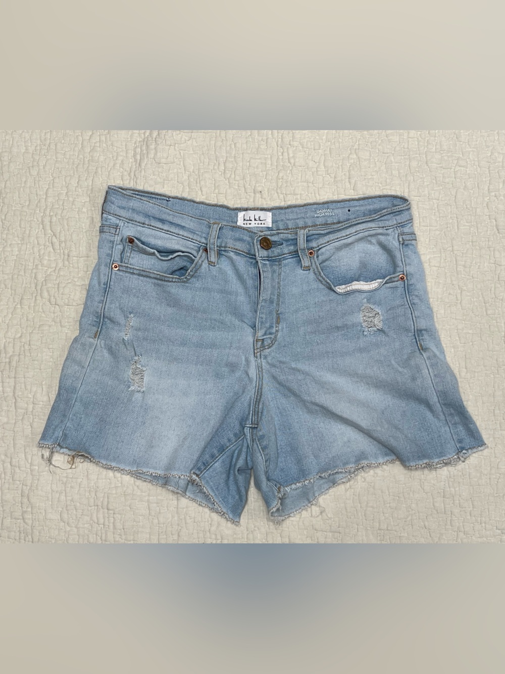 Nicole Miller Light Blue Distressed Denim Cutoff Shorts
